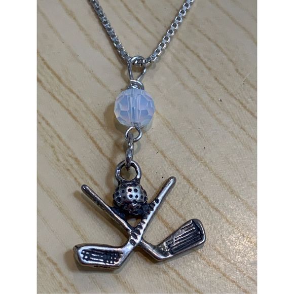 .925 Golf Clubs Charm on Sterling Silver Box Chain #golf - Picture 5 of 6